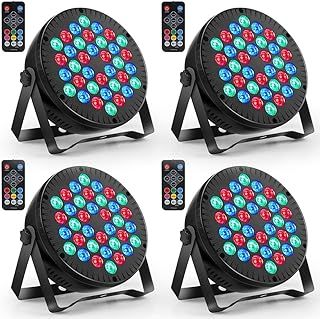 LED Par Light,4PCS RGB 36 LED Stage Lights Sound Activated DMX Control, 7 Modes Uplighting with Remote Control Stage Lighting, DJ Par Party Lamps for Club KTV Disco Party