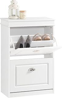 SoBuy 2 Flip-drawers Shoe Cabinet Shoe Rack Shoe Storage Cupboard Organizer White W53 x D24 x H82cm FSR78-W