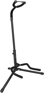 Amazon Basics Guitar Stand with Adjustable Folding Rack and Neck Holder for Acoustic, Electric, Bass Guitars, Banjos and 26-Inch Ukuleles, Iron Frame with Soft Rubber Padding, Black