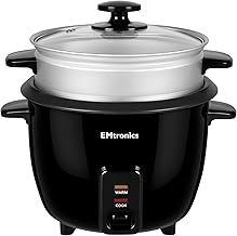 EMRCBL1 Rice Cooker 1 Litre with Automatic Cooking and Warmer Function with Removable Non-Stick Bowl, Measuring Cup and Spatula 400W - Black