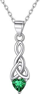 ChicSilver 925 Sterling Silver Celtic Knot Birthstone Pendant Necklace for Women Simulated 12 Month Birthstone Jewelry(with Gift Box)