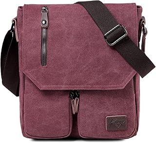 Kasgo Small Messenger Bag, Vintage Canvas Shoulder Crossbody Bags Water-Resistant Lightweight Satchel for Men Women for Travel Work School Business