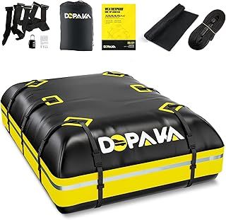 Rooftop Cargo Carrier Bag,100% Waterproof Heavy Duty 1000D Car Top Carrier,21 Cubic Feet Car Roof Bag for All Vehicle with/without Rack,Anti-Tear Anti-Slip Mat, Luggage Lock,6 Door Hooks