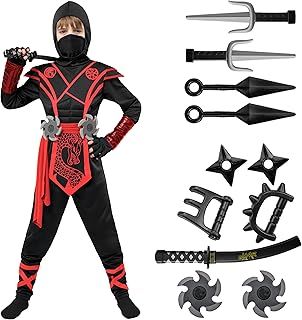 Spooktacular Creations Ninja Dragon Costume Outfit Set for Kids Halloween Dress Up Party, Carnival Costume