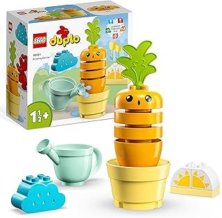 LEGO 10981 DUPLO My First Growing Carrot, Stacking Toys for Babies 1.5+ Years Old with 4 Vegetable Bricks, Learning Educational Toy for Toddlers