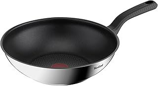 Tefal Comfort Max 28cm Stainless Steel Wok Pan – Durable Non-Stick Pan with Thermo-Spot Heat Indicator, Induction Compatible Base, Comfortable Grip Handle, Dishwasher and Oven Safe