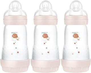 MAM Easy Start Anti-Colic Baby Bottles | 3 Pack (3 x 260) | Self-Sterlising Baby Milk Bottle | Medium Flow MAM Teats Size 2 | Newborn Essentials | Seashell (Various Designs)