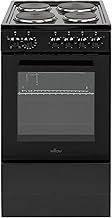 WE50SSB 62L Freestanding Electric Cooker, 50cm Wide Single Cavity Cooker with Solid 4 Zone Plate Hob, 2 Year Warranty - Black