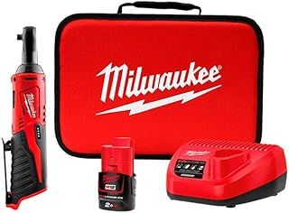 Milwaukee M12IR-201B (3/8") M12 Compact Impact Ratchet (1 x 2ah Li-ion Batteries, Charger, Soft Bag), Red