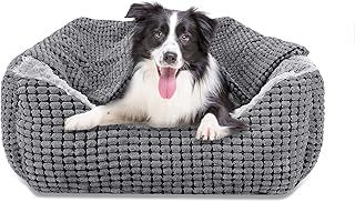 JOEJOY Rectangle XL Dog Bed Warm Hooded Dog Bed, Luxury Super Soft Pet Cave Bed Washable, Fits Up To 20/30/40/60lbs Pets
