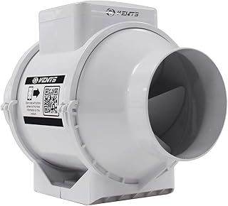 4 inch Loft Mounted Inline Shower Ceiling Powerful Ventilation Damp Control 100mm In Line Bathroom Extractor fan with Run On Timer 100 mm Silent In-line Toilet Ventilator