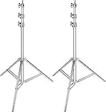 Neewer Stainless Steel Light Stand Silver, 79 inches/200 Centimeters Foldable and Portable Heavy Duty Stand for Studio Softbox, Monolight and Other Photographic Equipment(Pack-2)