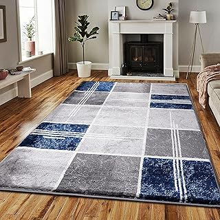 Super Soft Rugs for Living Room Bedroom Rug - Thick Dense Pile Non Shed Fluffy Rug For Bedroom - Small Medium Large Carpet Area Rugs Kitchen Floor Mat (120 x 170 cm (4ft x 5ft 8"), Navy)