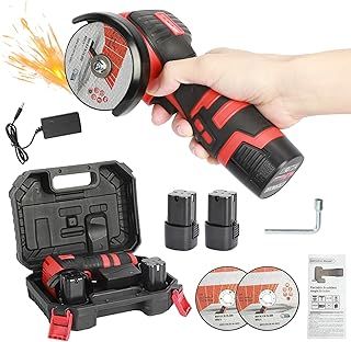 Mini Angle Grinder 18V 550W, Cordless Battery Angle Grinder, Brushless Angle Grinder Machine for Grinding Cutting Polishing Sharpening with Suitcase, 2x1.5Ah Batteries, 2xGrinding Discs
