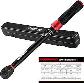 ATsafepro Torque Wrench Auto 3/8" 5-60 Nm, Dual Direction Adjustable 72 Tooth Drive Click-Type Torque Spanner for Bike and Motorcycle Car Maintenance