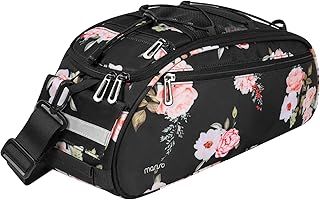 MOSISO Bike Rack Bag, Peony Waterproof Bicycle Trunk Pannier Rear Seat Bag Cycling Bike Carrier Backseat Storage Luggage Saddle Shoulder Handbag