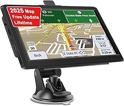 7 inch UK Sat Nav for Car, Truck, Car GPS Navigator, with UK Europe Maps, Lifetime Free Updates, Support Postcode Search and Voice Guidance, Speed Camera Alert, Lane Guidance Assist, POI