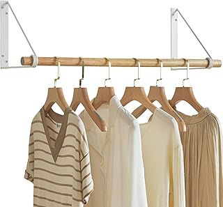 IBUYKE Wall Wardrobe Coat Rack,Wood Wall Mounted Clothes Rail,Hallway Furniture in Industrial Style, Modern Wardrobe Rail，Coat Rack for Entrance, Wall, Door, Bathroom, Bedroom,White TYJ005W