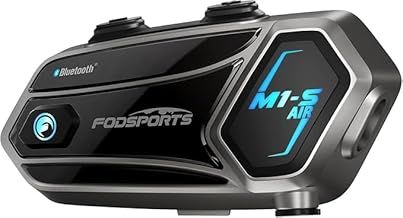 M1-S AIR Helmet Bluetooth Headset, 4 Riders Up to 1200m bluetooth motorcycle headset 5.0 with Waterproof Noise Cancellation, Music Share, FM, AUX