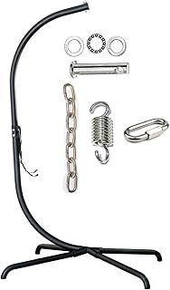 Hanging Egg Chair Stand Only, Hammock Chair C-Stand with Hanging Chain, Snap Hook, Pin Plug, Spring for Patio Macrame Hammock Swinging Chair 200KG Load Capacity (Black)