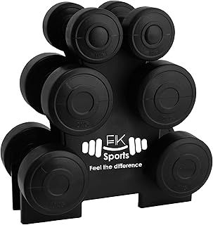 FK Sports Dumbbells Set with Stand Rack - 12Kg (Dumbbell Pair of 1Kg/2Kg/3Kg) - Weights Dumbbells Set for Women & Men - Weight Set - Lightweight & Durable - Weights 12kg Set for Home & Gym Exercise