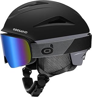 Odoland Snow Ski Helmet with Goggles Set - Adjustable Sport Helmet with Protective Glasses for Men and Women- Windproof Adult and Youth Skiing Gear for Snowboarding, Skiing, Snowmobile