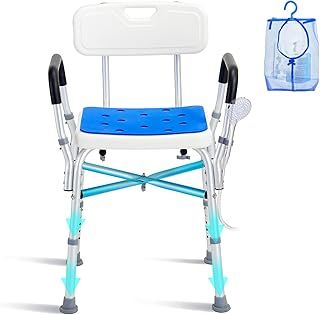VEVOR Shower Chair 360 Degree Rotating, Adjustable Height Shower Stool Seat, Bath Chair for Inside Shower or Tub, Non-Slip Bench Bathtub Seat Stool for Elderly Disabled Handicap, 136.1 kg Capacity