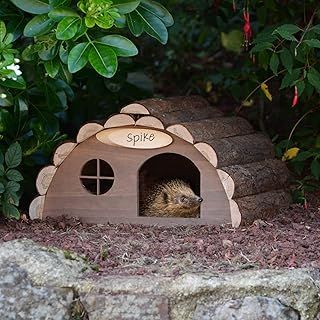 Wooden Hedgehog or Guinea Pig House Outdoor Shelter Outside Habitat House - Hotel Can Also Be Used For Hibernation Home For Garden Shelter 33.5 x 34 x 19cm