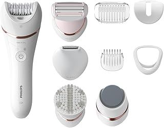 Philips Epilator Series 8000, Cordless Wet and Dry Epilator for Legs and Body, with 9 Accessories, Shaver, Trimmer, Pedicure and Body Exfoliator, Model BRE740/11
