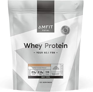 Amazon Brand - Amfit Nutrition Whey Protein Powder, Salted Caramel Flavour, 33 Servings, 1 kg (Pack of 1)