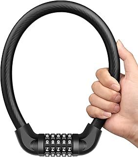 Heavy Duty Bike Lock - 5-Digit Combination Cable Bicycle Lock - Waterproof Motorbike Lock - Ideal for Cycle, Motorcycle, Scooter, Mountain Bike, Pram - Includes Protective Pouch (Pack of 1)