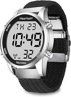Hearkent Atomic Digital Talking Watch British English Speaking Pleasant Voice Big Numbers Radio-conrtolled Watch for Elderly Or Blind People