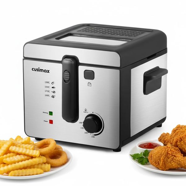 Deep Fryer, CUSIMAX 2.5L Deep Fat Fryer, 1600W, Stainless Steel Silver