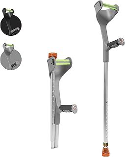Folding Elbow Crutches for Adults Women Men,Lightweight Height Adjustable Crutches with Comfy Handle, Ergonomic Grip Forearm Crutches,with Non-Slip Base Mobility and Walking Aids Black (Black, 2 Unit)