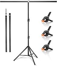 Backdrop Stand Kit T-Shape 2x1.5m/6.5 X 5ft Portable Backdrop Support Height Adjustable Photo Backdrop Stand with 3 Clip Clamps for Photo Video Studio