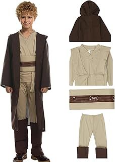 jedi Costume Kids, Tunic Hooded Jedi Cape Kids, for Halloween Cosplay Fancy Dress Costumes,Halloween Knight Costumes For Kids Boys or Christmas Surprise, World Book Day Costumes for Boys