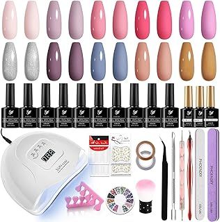 Gel Nail Polish Set, Phoenixy 10 Colors Gel Nail Polish Starter Kit with 80W UV LED Nail Lamp 10ml Nail Polishs Gel Nail Kit Gift Set for Women DIY Nail at Home