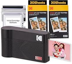 KODAK Mini 2 ERA 4PASS Portable Photo Printer, Initial 8 Sheets + 60 Sheet Pack Bundle, Black