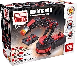 Machine Works MWRA01 Build Your Own Robotic Kit-Features Motorised Moving Parts, Grabber Arm, Wireless Control and Illumination, 175 Pieces, 10+ Years,Black,Medium