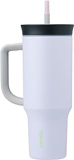 Owala Stainless Steel Triple Layer Insulated Travel Tumbler with Spill Resistant Lid, Straw, and Carry Handle, BPA Free, 40 oz, White (Iced Tea)
