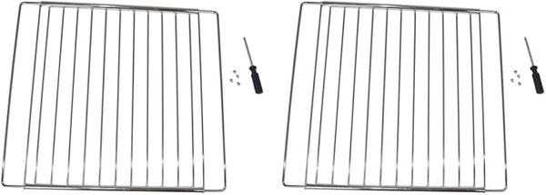 2 x Universal Chrome Adjustable Fixed Arm Grill Shelf for all Oven Cooker & Grill (310mm x 360 / 590mm)