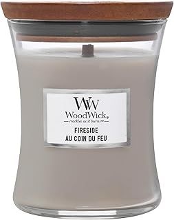 WoodWick Scented Candle with Crackling Wick | Fireside Medium Hourglass Candle | Long Burning Candles: Up to 60 Hours | Perfect Christmas Gifts for Women
