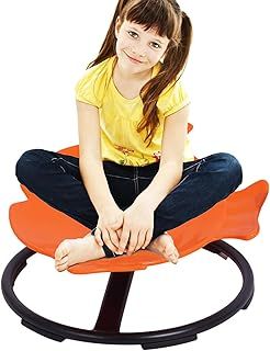 Sensory Toy Spinning Fish，Kids Swivel Chair Sensory Swing for Autism, Sit and Spin Chair Training Body Coordination Sensory Balance Training Seat Kid Spinning Carousel, Ages 3-12 (Orange)