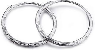 Halo's London (c) 9ct White Gold Diamond Cut 20mm - 40mm Hoop Sleeper Hoops/Sleepers/Earrings