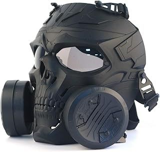 Paintball Mask, Tactical Full Face Dummy Gas Style Mask Skull CS Mask with Double Turbo Fan For Cosplay Halloween Wargame Masquerade