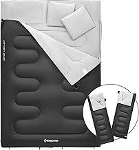 KingCamp Double Sleeping Bag for Adults with 2 Pillows 220 × 150cm King Size & Extra-Large & Wide Waterproof Rectangular Sleeping Bags for Camping Hiking Indoor Outdoor