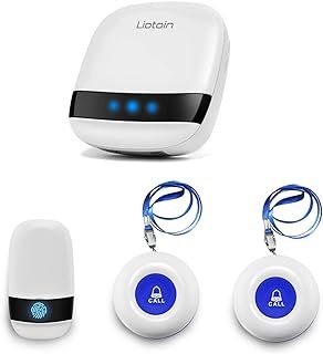 Wireless Caregiver Pager Elderly Alarm Call Button Personal Alarms Call Bell Panic Button for Home/Elderly/Patient Nurse Alarm Call System (3 Waterproof Transmitter 1UK Plugin Receiver)