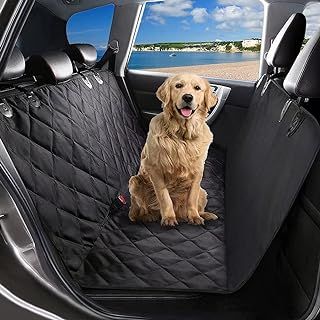 Pet Back Seat Covers, Waterproof Scratch Proof Nonslip Dog Travel Hammock with Seat Anchors for Cars Trucks SUV, Car Boot Liner