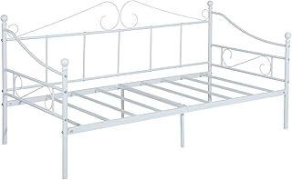 SETSAIL 3ft Metal Bed Day Bed | Metal Bed Frame for Living Room Bedroom | Single Bed Guest Sofa Bed | Fits for 90x190 cm Mattress | White