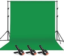 Andoer Green Screen Background with Stand, 6.6x10ft Washable Backdrop Kit with 3 Clamps and Carry Bag for Portrait Video Shooting Background Removal Vlog YouTube Tiktok